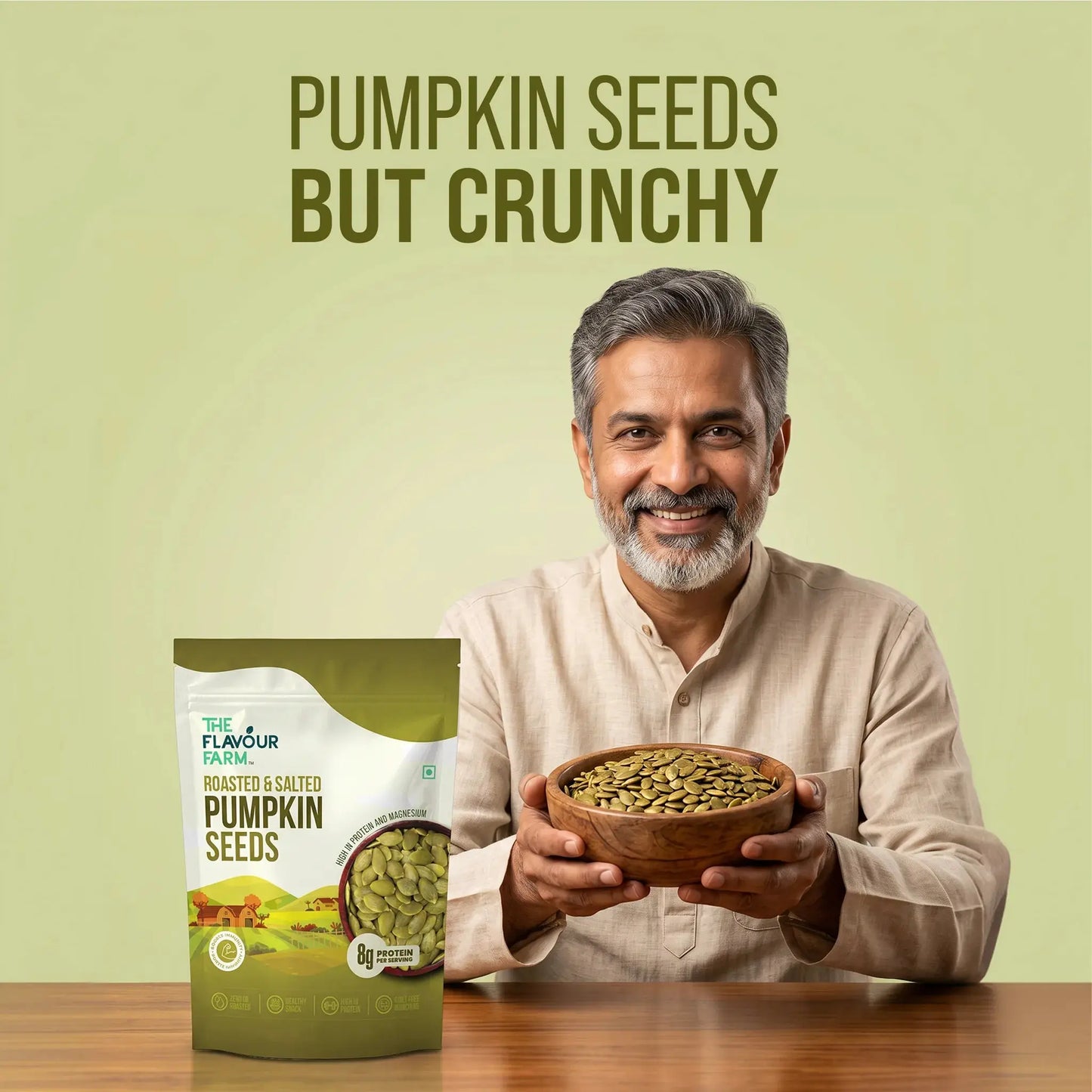 The Flavour Farm Roasted & Salted Pumpkin Seeds | High in Protirn, Magnesium,Zinc | 250g Pouch