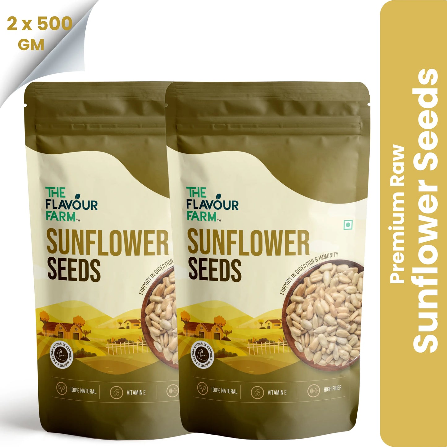 Raw Sunflower Seeds Natural Vitamin E for Skin, Hair & Energy (500g x 2)