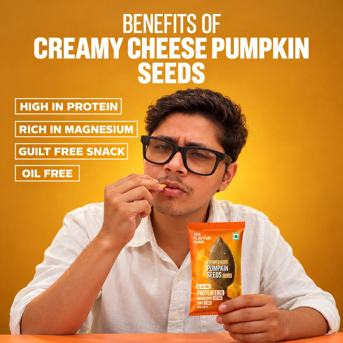 Benefits of Creamy Cheese pumpkin seeds - high in protein, rich in magnesium, guilt-free oil-free snack
