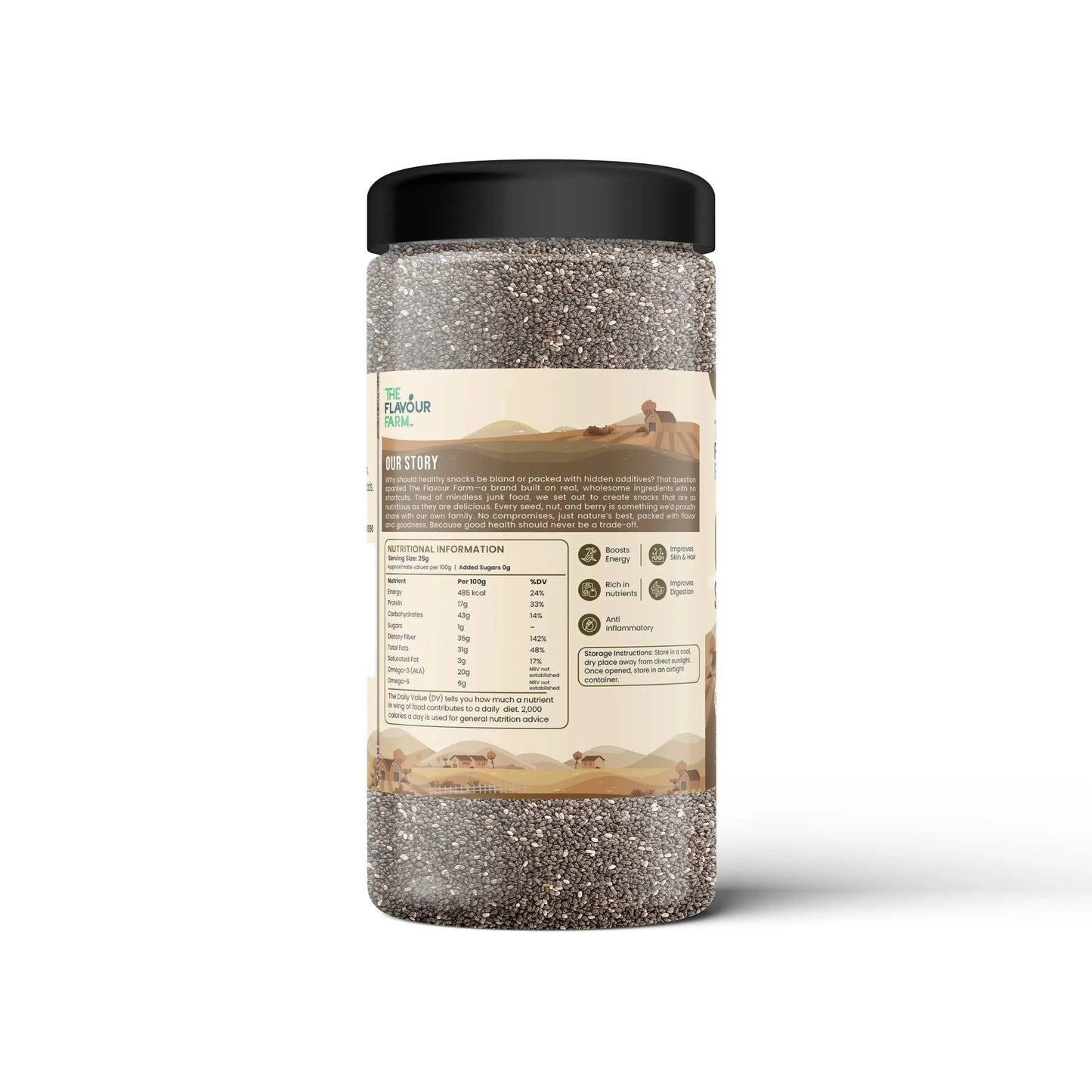 The Flavour Farm Premium Quality Chia Seeds (500g Jar) Product vendor