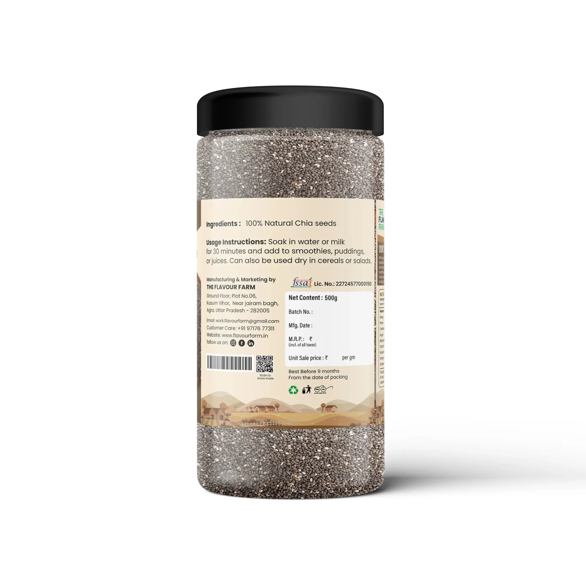 The Flavour Farm Premium Quality Chia Seeds (500g Jar) Product vendor